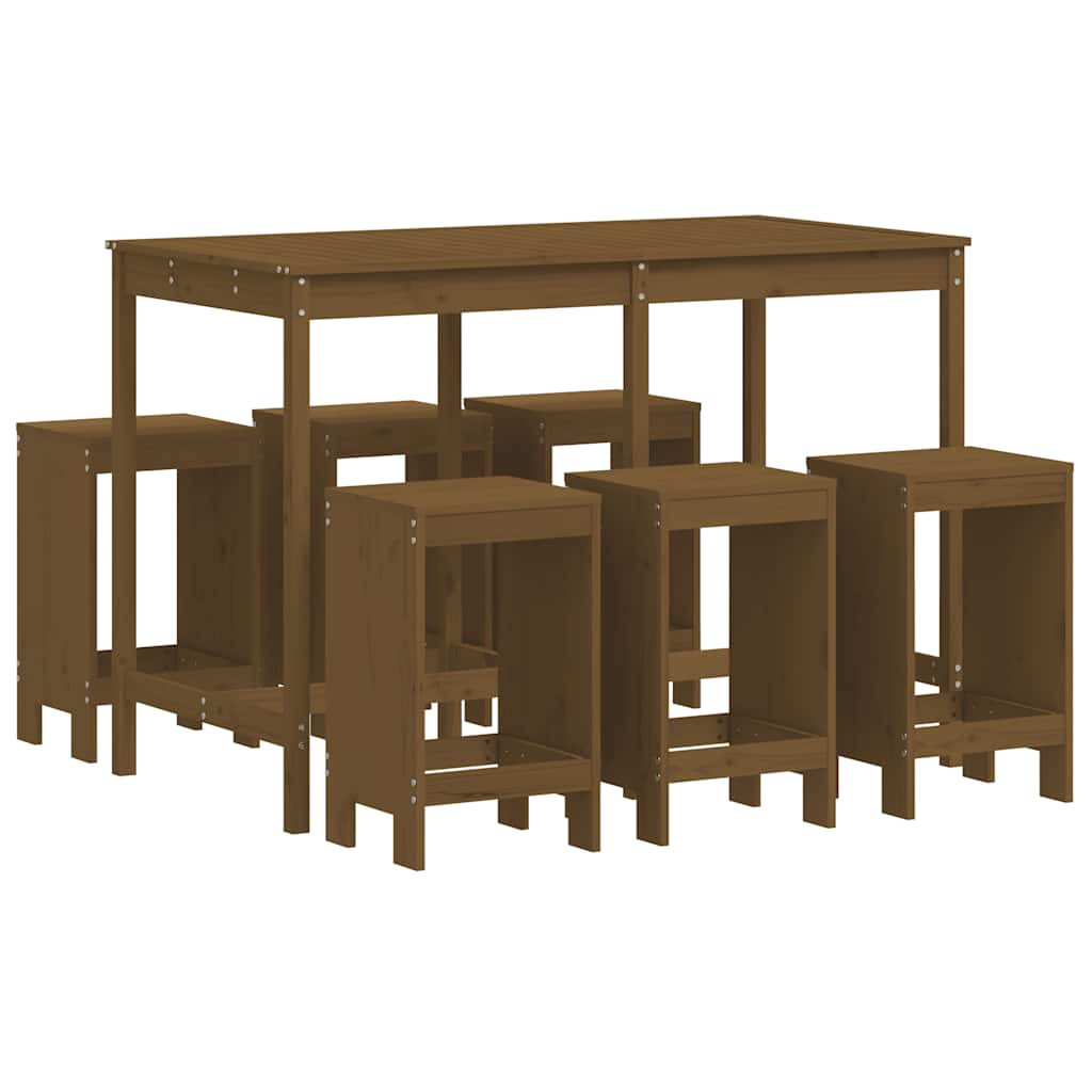 vidaXL 7 Piece Garden Bar Set Honey Brown Solid Wood Pine 2