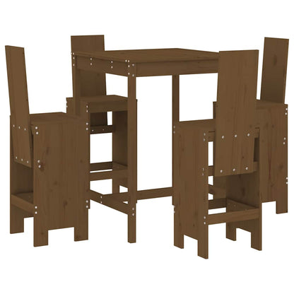 5 Piece Garden Bar Set Solid Wood Pine Honey brown pine
