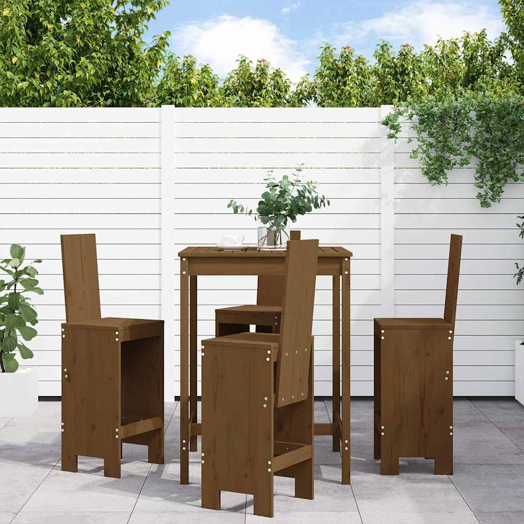 vidaXL 5 Piece Garden Bar Set Honey Brown Solid Wood Pine 1