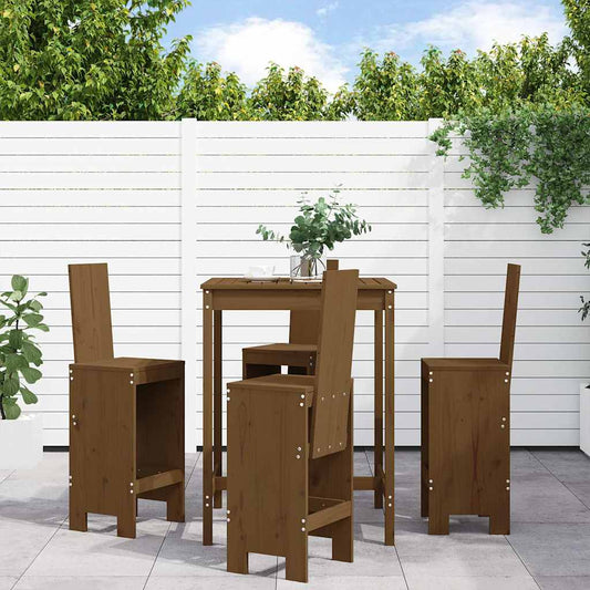vidaXL 5 Piece Garden Bar Set Honey Brown Solid Wood Pine 1
