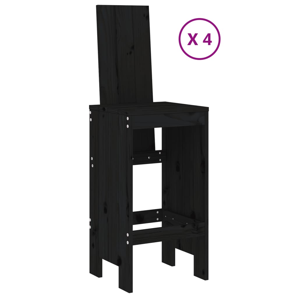 5 Piece Garden Bar Set Solid Wood Pine Black pine