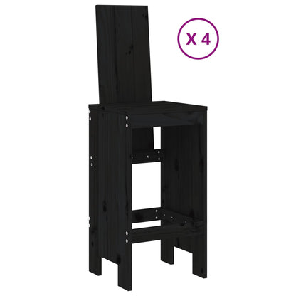 5 Piece Garden Bar Set Solid Wood Pine Black pine