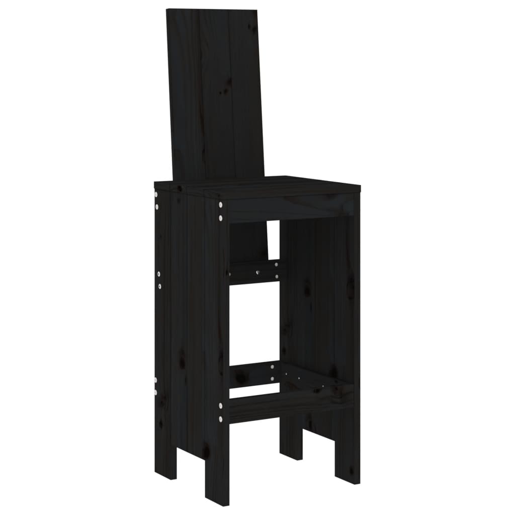 vidaXL 5 Piece Garden Bar Set Black Solid Wood Pine 4