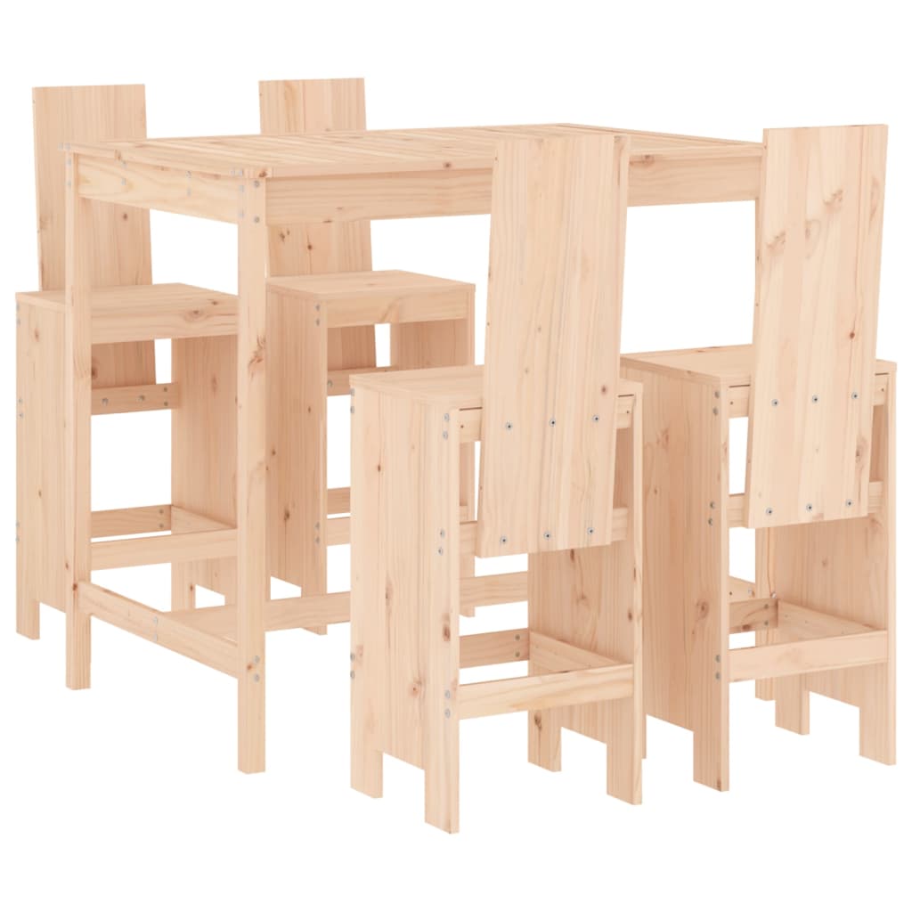 vidaXL 5 Piece Garden Bar Set Solid Wood Pine 2