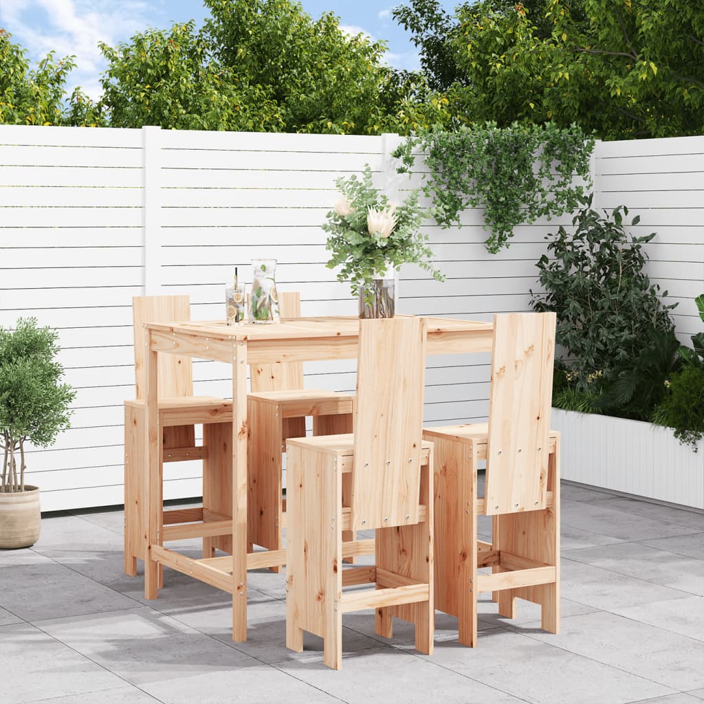 vidaXL 5 Piece Garden Bar Set Solid Wood Pine 1