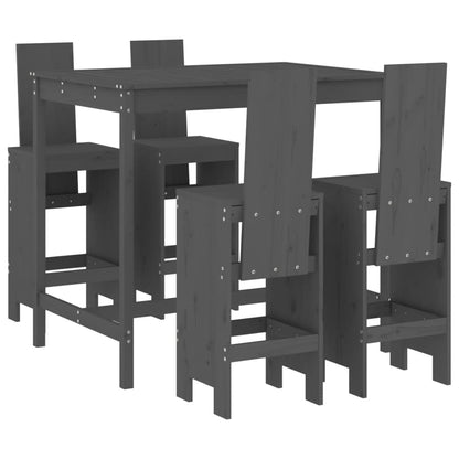 vidaXL 5 Piece Garden Bar Set Grey Solid Wood Pine 2