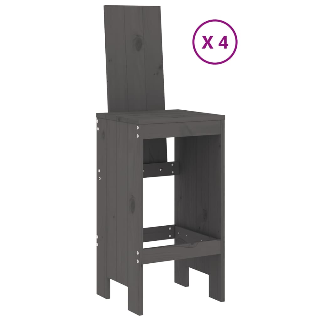 vidaXL 5 Piece Garden Bar Set Grey Solid Wood Pine 3