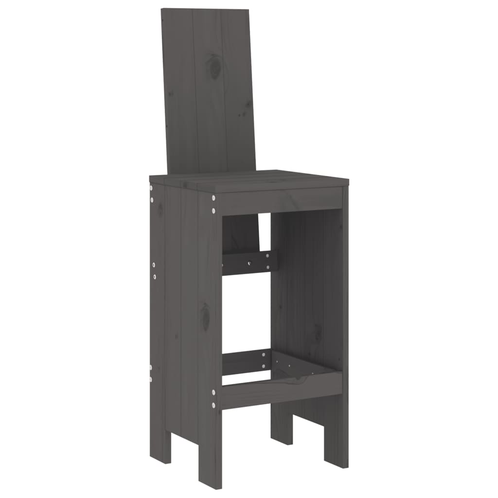 vidaXL 5 Piece Garden Bar Set Grey Solid Wood Pine 4