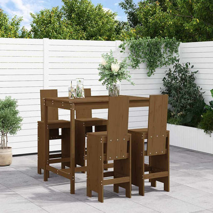 vidaXL 5 Piece Garden Bar Set Honey Brown Solid Wood Pine 1