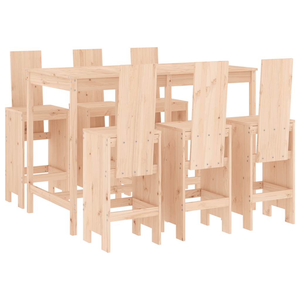 vidaXL 7 Piece Garden Bar Set Solid Wood Pine 2