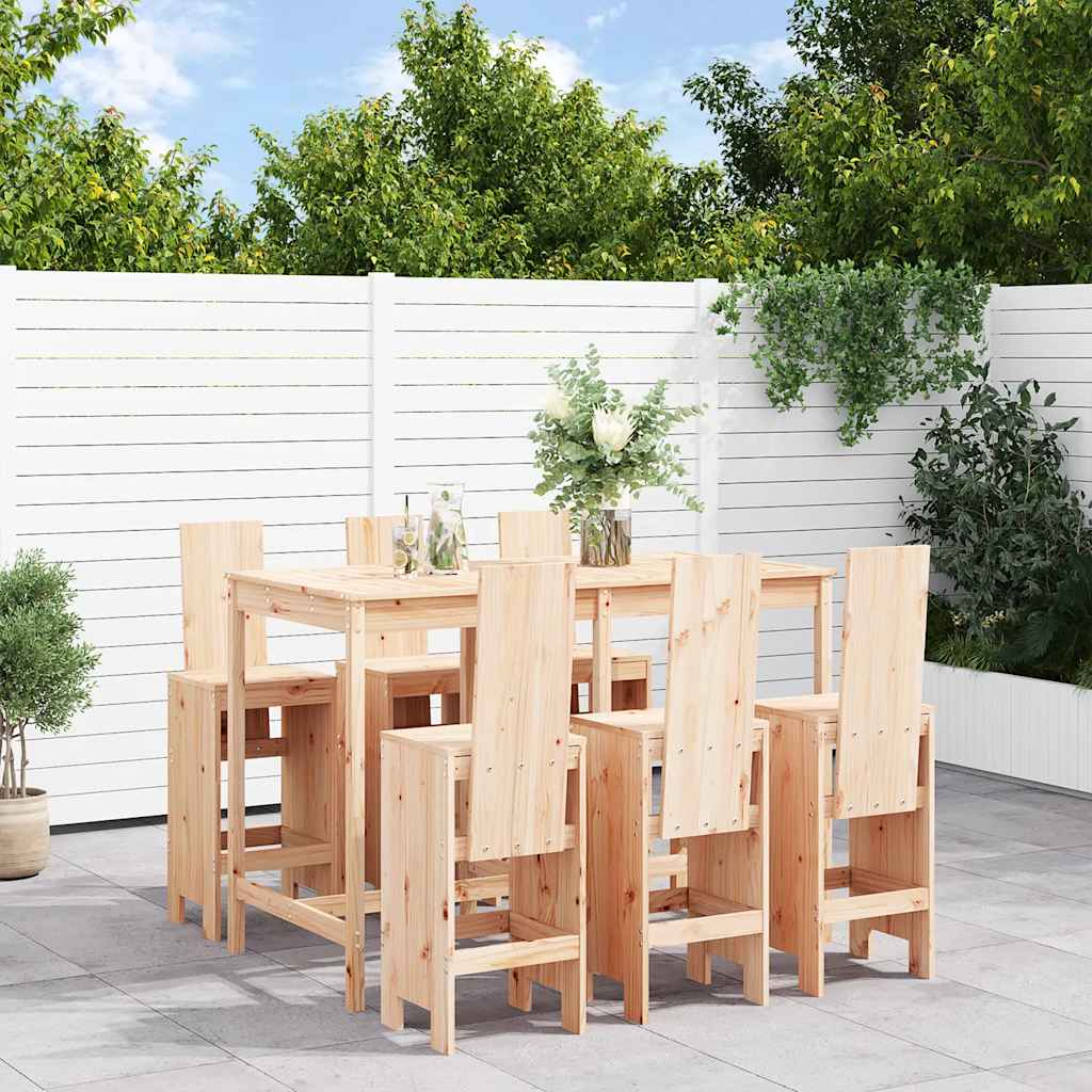 vidaXL 7 Piece Garden Bar Set Solid Wood Pine 1
