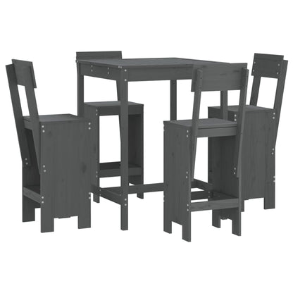 vidaXL 5 Piece Garden Bar Set Grey Solid Wood Pine 2