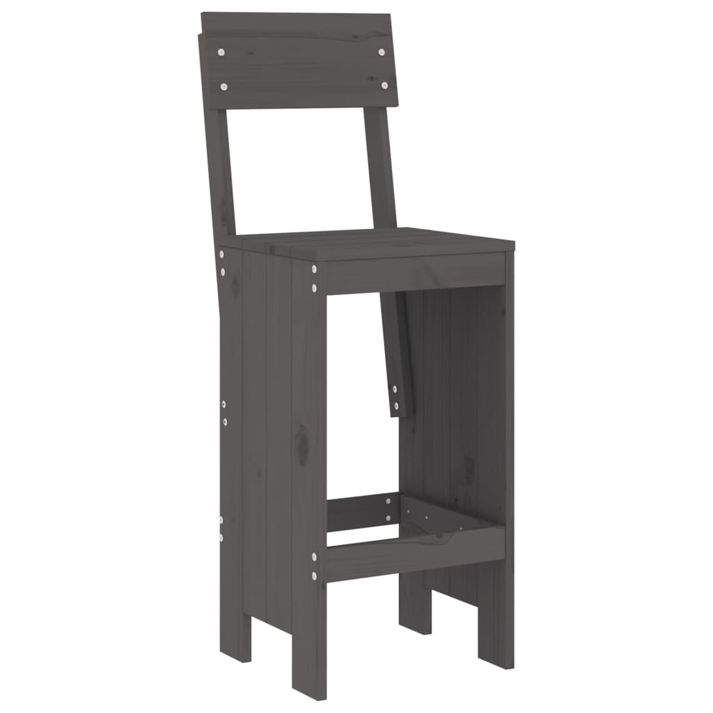 vidaXL 5 Piece Garden Bar Set Grey Solid Wood Pine 4