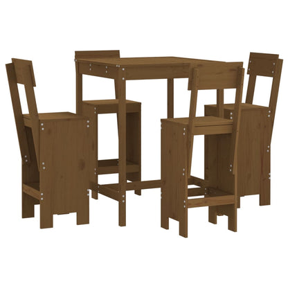 vidaXL 5 Piece Garden Bar Set Honey Brown Solid Wood Pine 2