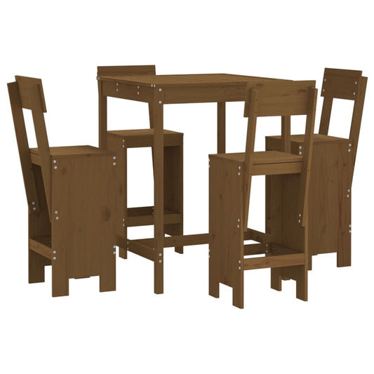 vidaXL 5 Piece Garden Bar Set Honey Brown Solid Wood Pine 2
