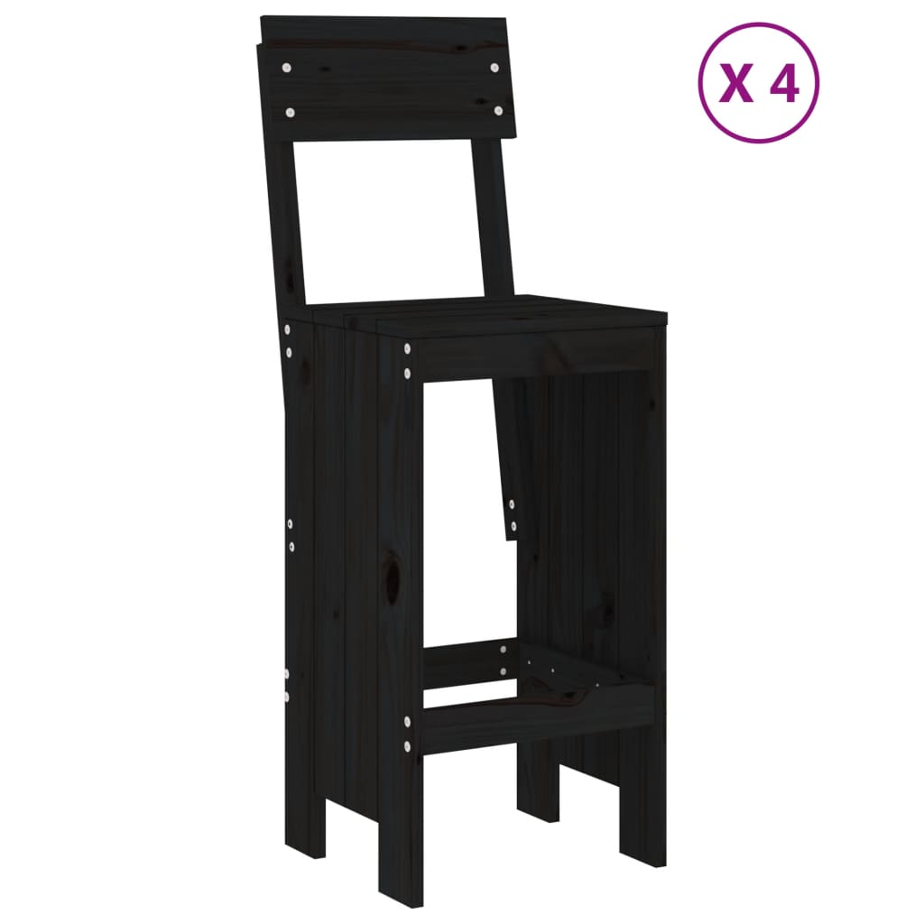 vidaXL 5 Piece Garden Bar Set Black Solid Wood Pine 3