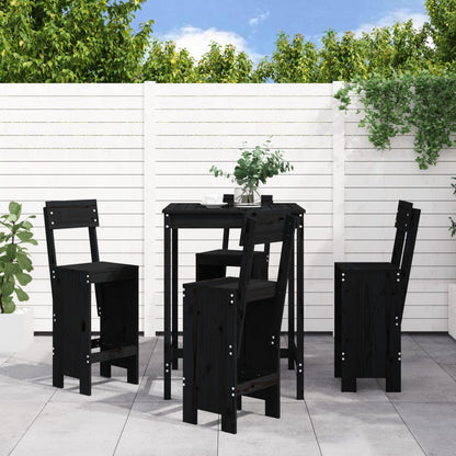 vidaXL 5 Piece Garden Bar Set Black Solid Wood Pine 1