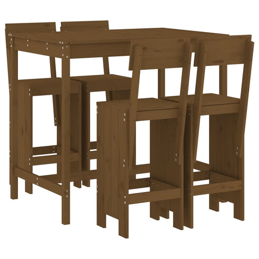 vidaXL 5 Piece Garden Bar Set Honey Brown Solid Wood Pine 2