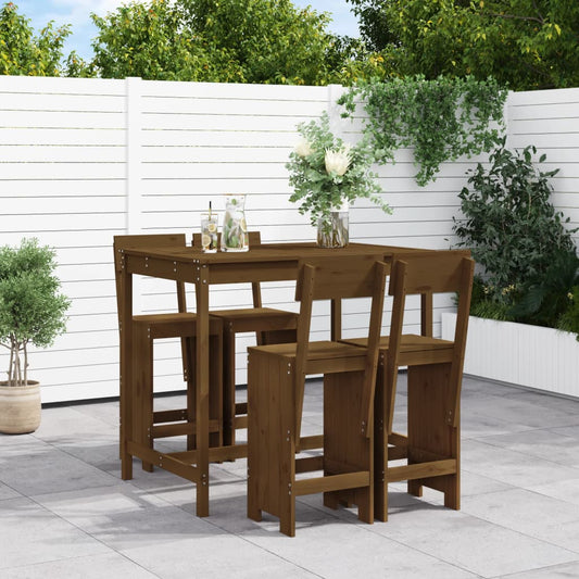 vidaXL 5 Piece Garden Bar Set Honey Brown Solid Wood Pine 1