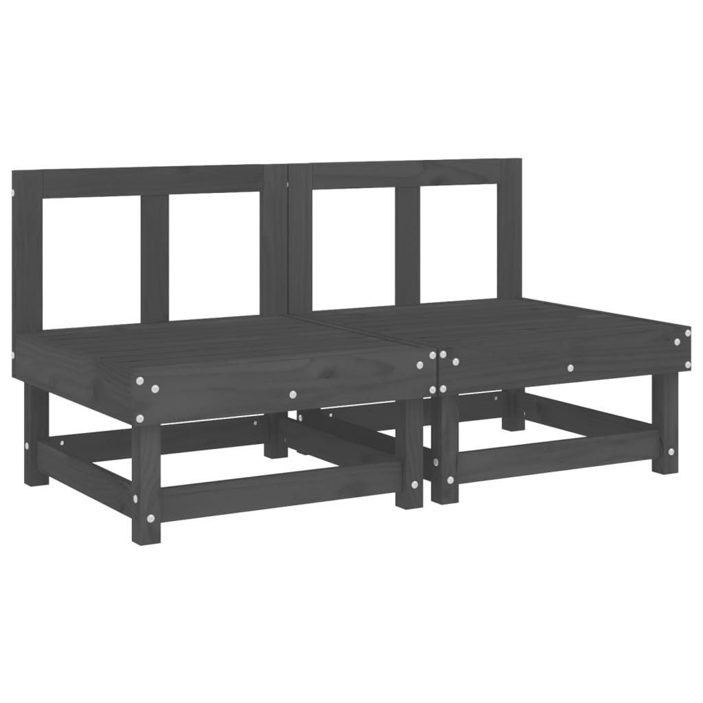 Garden Middle Sofas 2 pcs Solid Wood Pine Middle Sofa (2 pcs) Grey pine