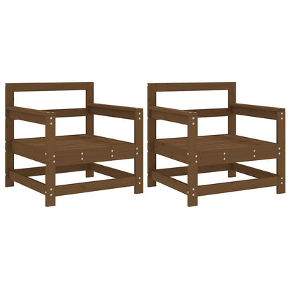 Garden Honey Brown Solid Wood Pine Brown Pinewood Armchairs (2 pcs)