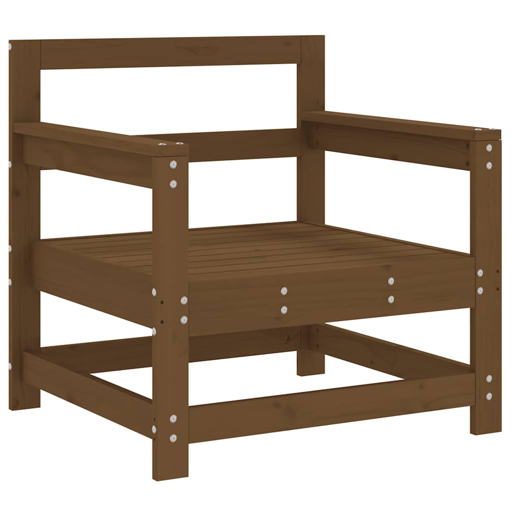 Garden Honey Brown Solid Wood Pine Brown Pinewood Armchairs (2 pcs)
