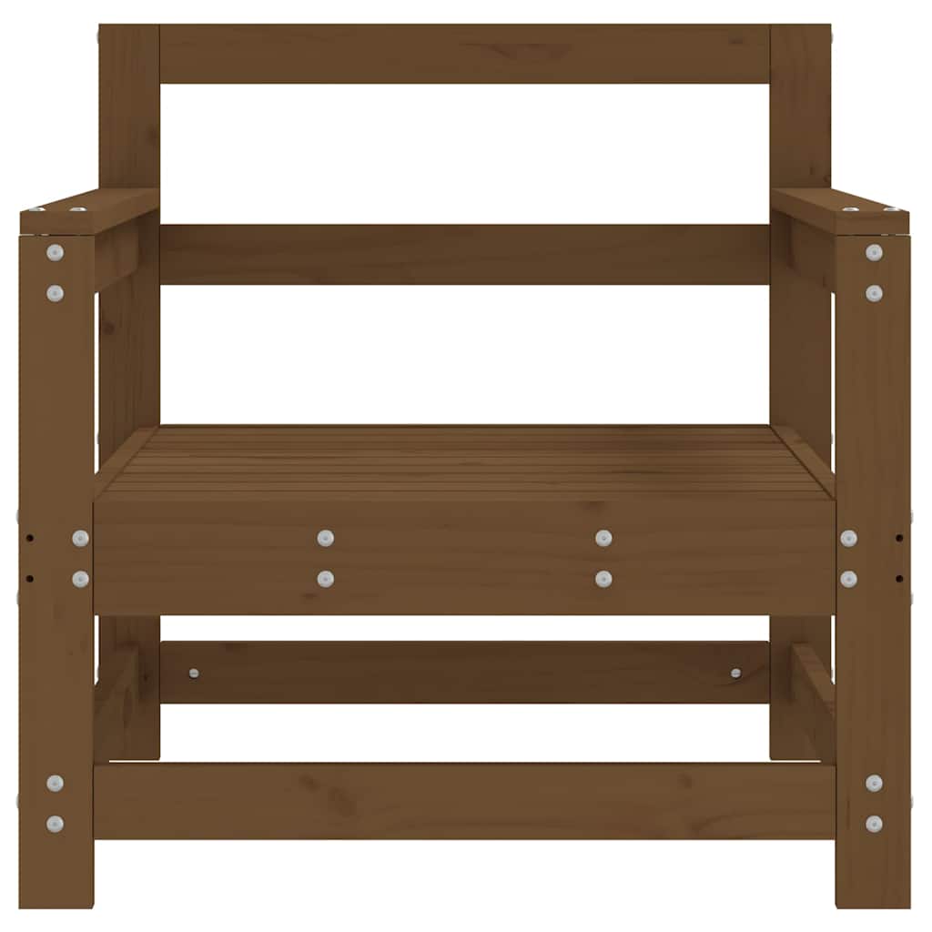 Garden Honey Brown Solid Wood Pine Brown Pinewood Armchairs (2 pcs)