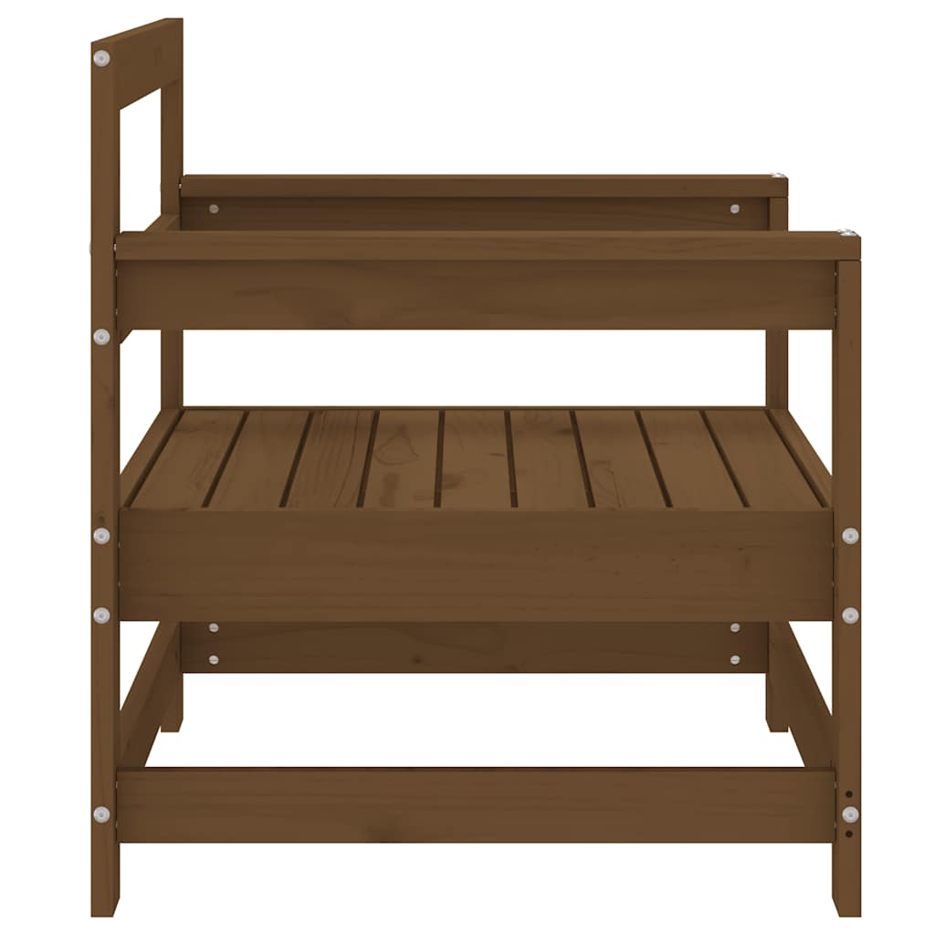 Garden Honey Brown Solid Wood Pine Brown Pinewood Armchairs (2 pcs)