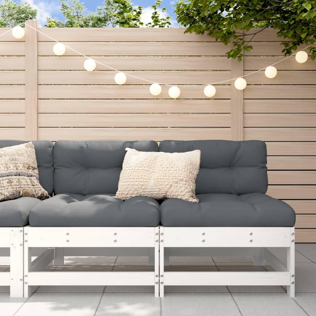 3 Piece Garden Lounge Set White Solid Wood Pine White Pinewood Armless loveseat