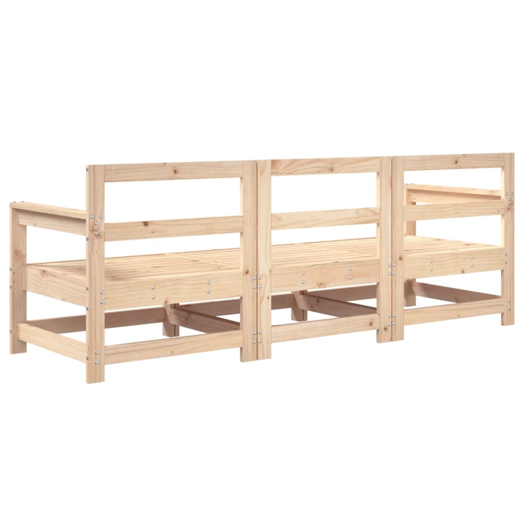 3 Piece Garden Lounge Set Solid Wood Pine Untreated Pinewood 3-seater sofa