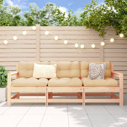 3 Piece Garden Lounge Set Solid Wood Pine Untreated Pinewood 3-seater sofa