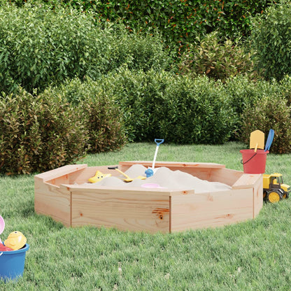 Sandbox with Seats Honey Brown Octagon Solid Wood Pine Natural pine 111 cm 111 cm