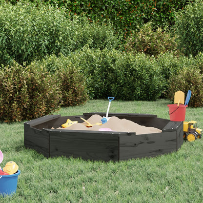 Sandbox with Seats Honey Brown Octagon Solid Wood Pine Grey pine 111 cm 111 cm