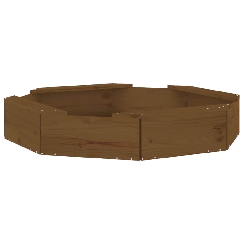 Sandbox with Seats Honey Brown Octagon Solid Wood Pine Honey brown pine 111 cm 111 cm