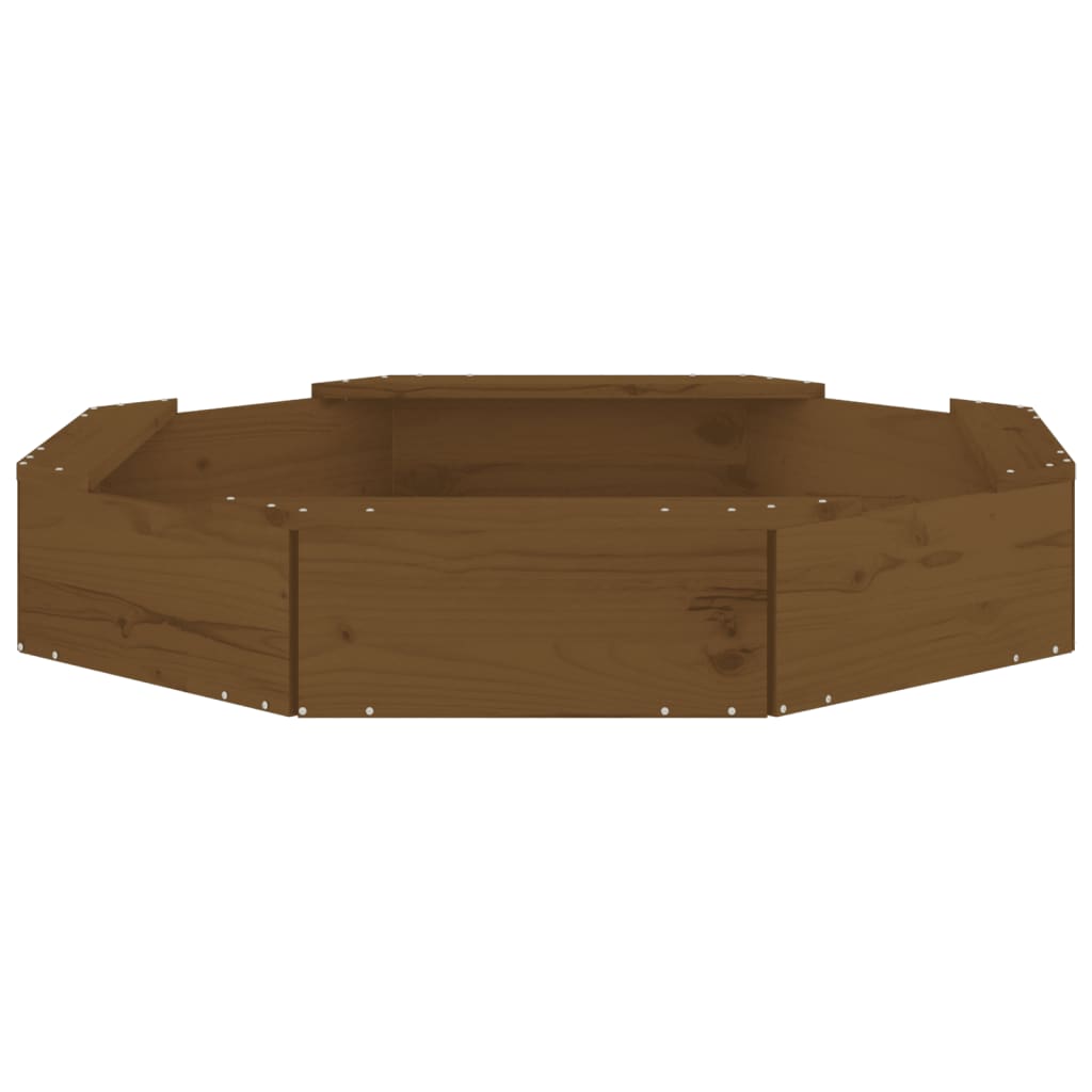 Sandbox with Seats Honey Brown Octagon Solid Wood Pine Honey brown pine 111 cm 111 cm