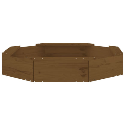 Sandbox with Seats Honey Brown Octagon Solid Wood Pine Honey brown pine 111 cm 111 cm