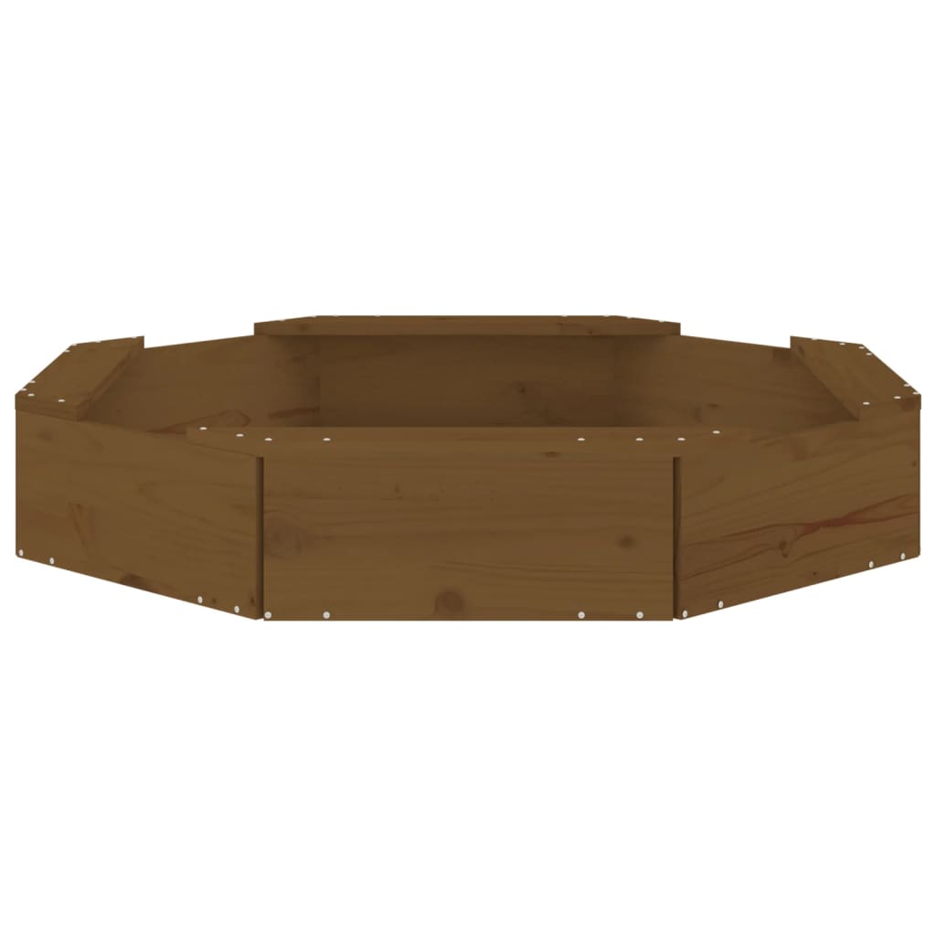 Sandbox with Seats Honey Brown Octagon Solid Wood Pine Honey brown pine 111 cm 111 cm