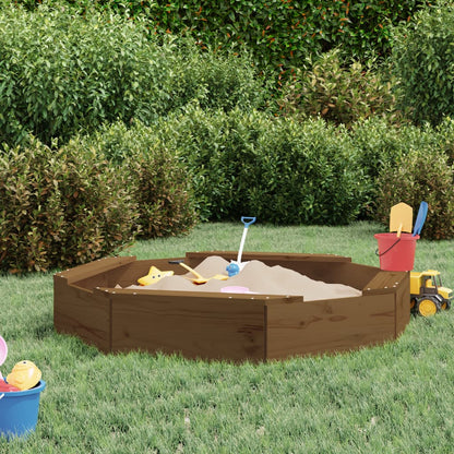 Sandbox with Seats Honey Brown Octagon Solid Wood Pine Honey brown pine 111 cm 111 cm