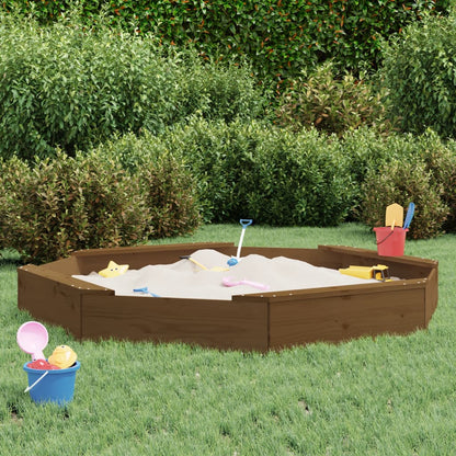 Sandbox with Seats Honey Brown Octagon Solid Wood Pine Honey brown pine 159.5 cm 159.5 cm