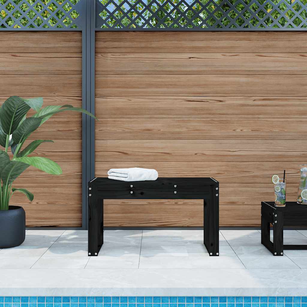 Garden Bench Solid Wood Pine Black pine 80 x 38 x 45 cm