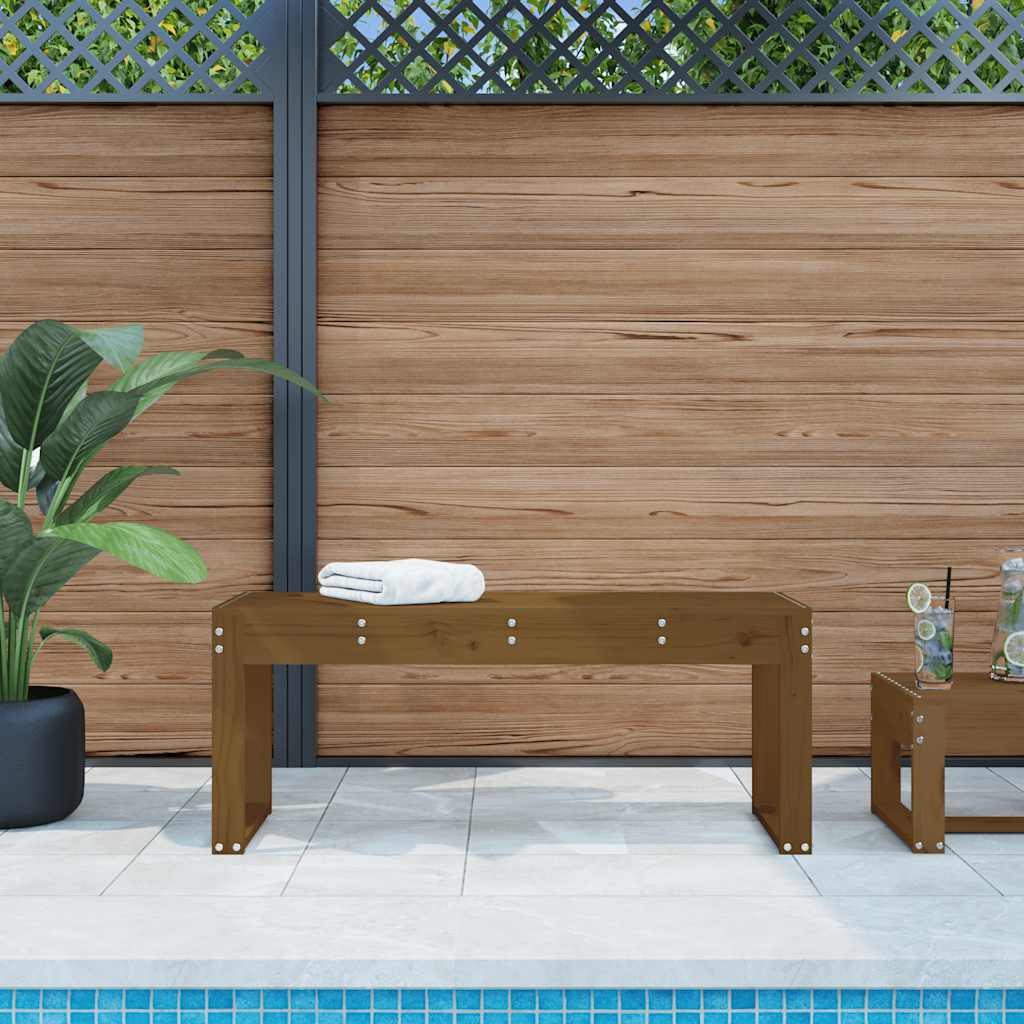 Garden Bench Solid Wood Pine Honey brown pine 110 x 38 x 45 cm