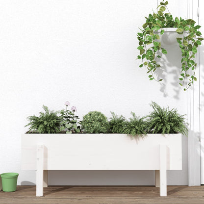 Garden Raised Bed White Solid Wood Pine Depth 30 cm 101 cm