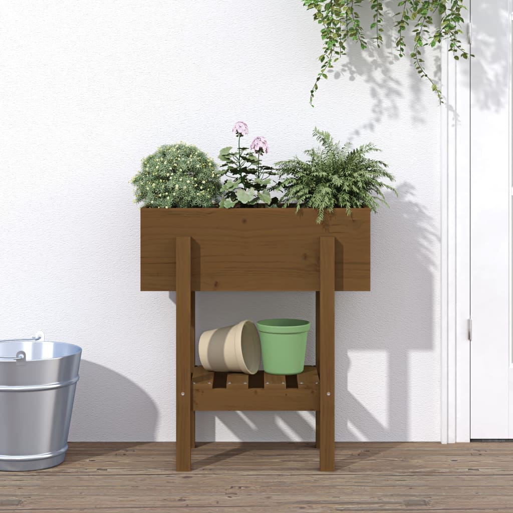 Garden Planter Solid Wood Pine Honey brown pine 62 x 30 x 69 cm