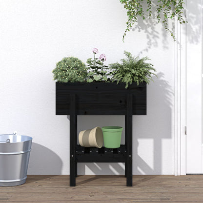 Garden Planter Solid Wood Pine Black pine 62 x 30 x 69 cm