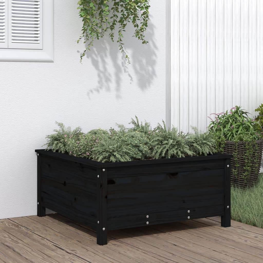 Garden Planter 82.5x82.5x39 cm Solid Wood Pine Black pine 39 cm