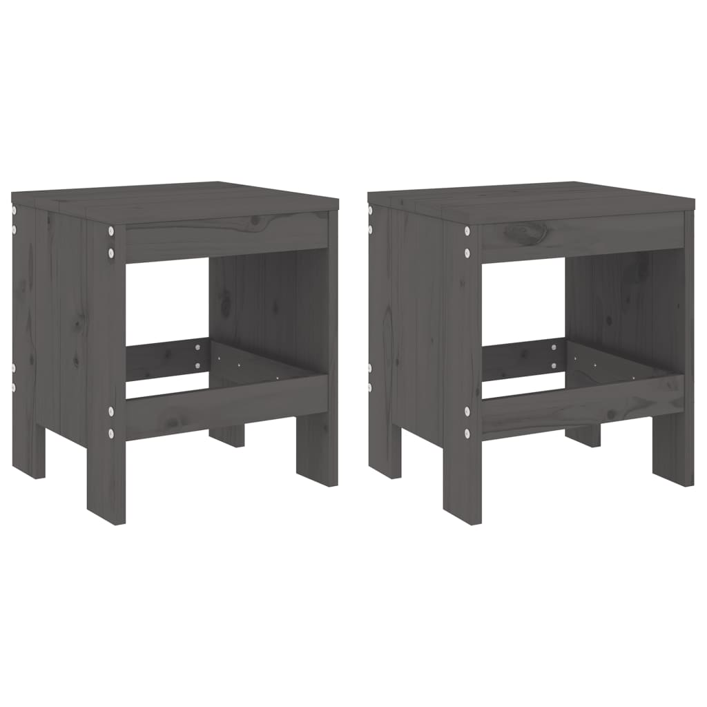 Bar Stools 2 pcs Solid Wood Pine Grey pine 40 x 36 x 45 cm