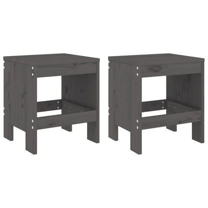 Bar Stools 2 pcs Solid Wood Pine Grey pine 40 x 36 x 45 cm