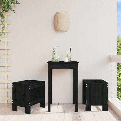 Bar Stools 2 pcs Solid Wood Pine Black pine 40 x 36 x 45 cm