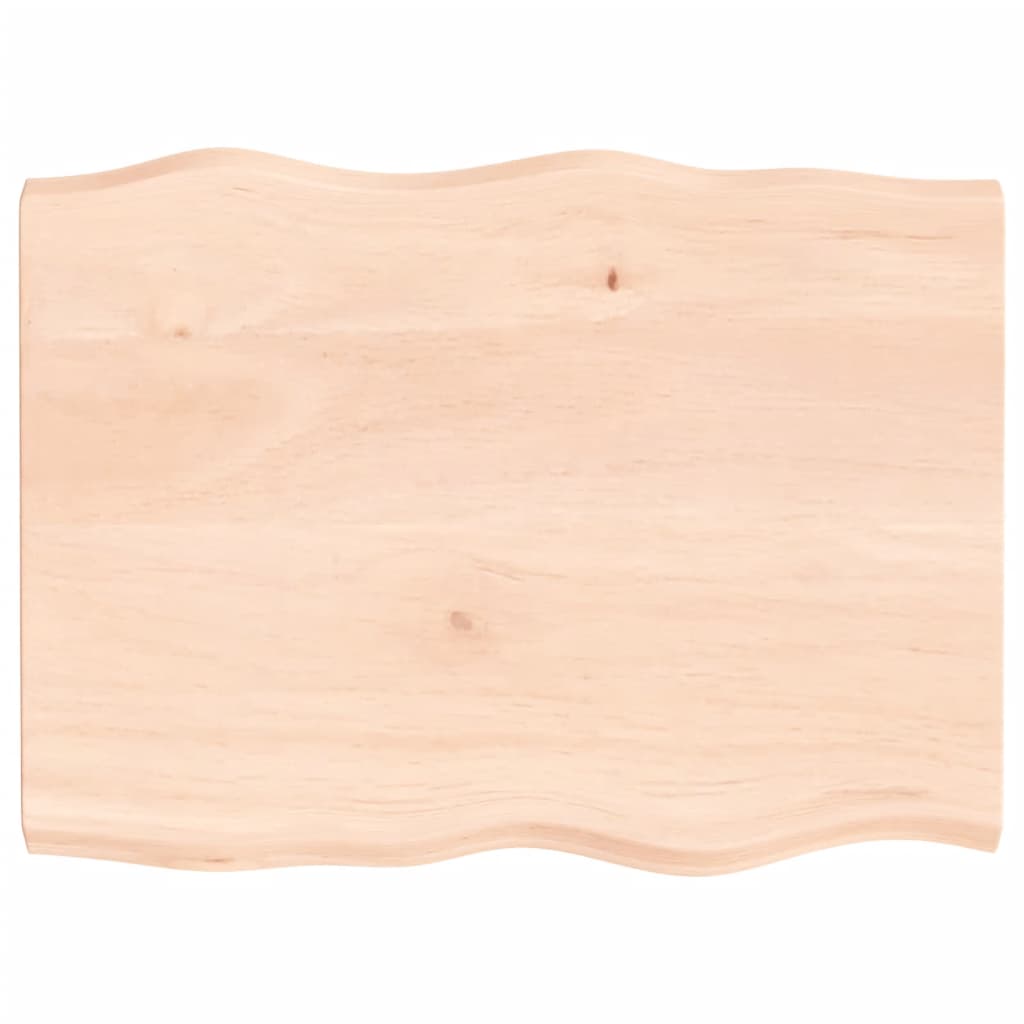Table Top Untreated Solid Wood Oak Live Edge Natural Depth 60 cm 80 cm 4 cm