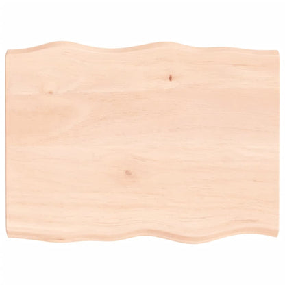 Table Top Untreated Solid Wood Oak Live Edge Natural Depth 60 cm 80 cm 4 cm